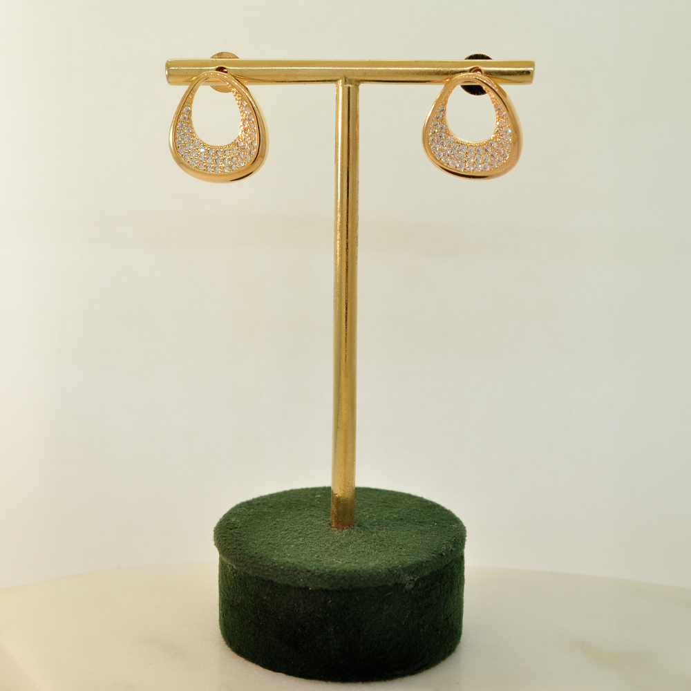 Brinco Semijoia Organico Cravejado Pri Acessorios Feminino Dourado 4