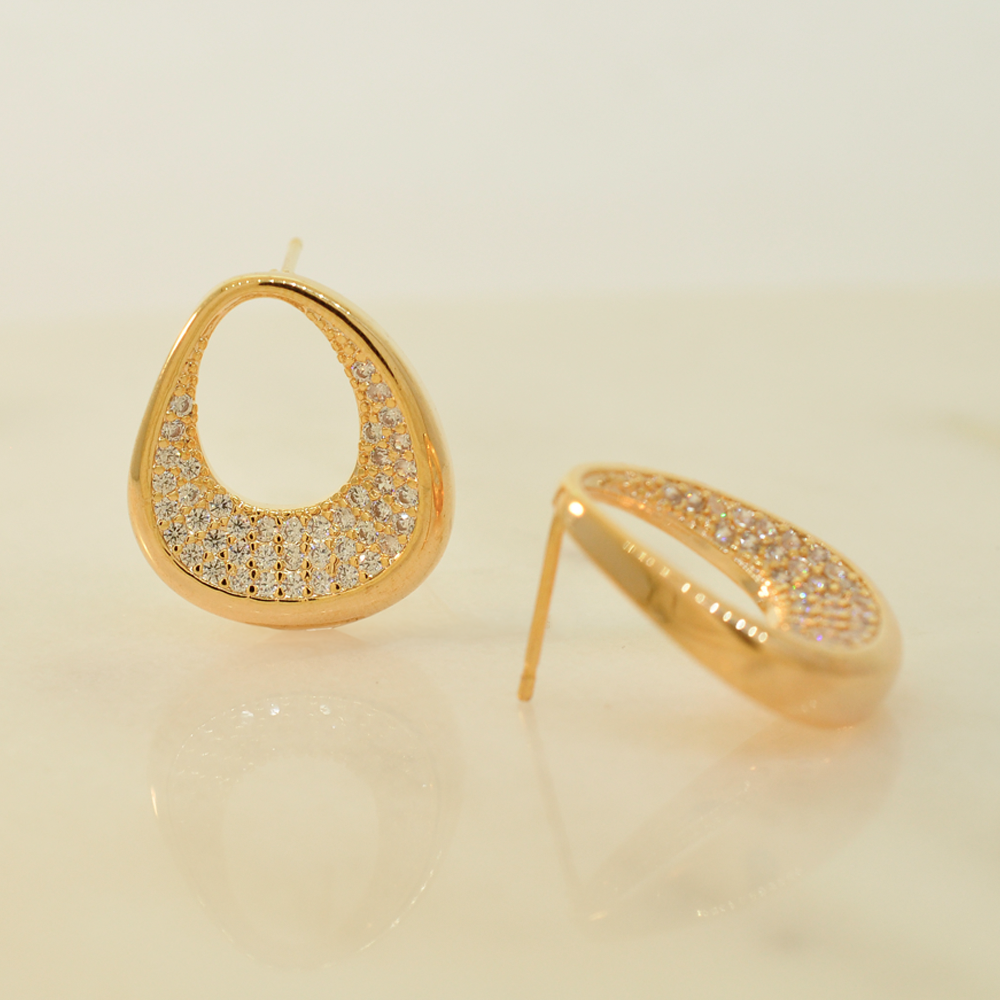 Brinco Semijoia Organico Cravejado Pri Acessorios Feminino Dourado 5