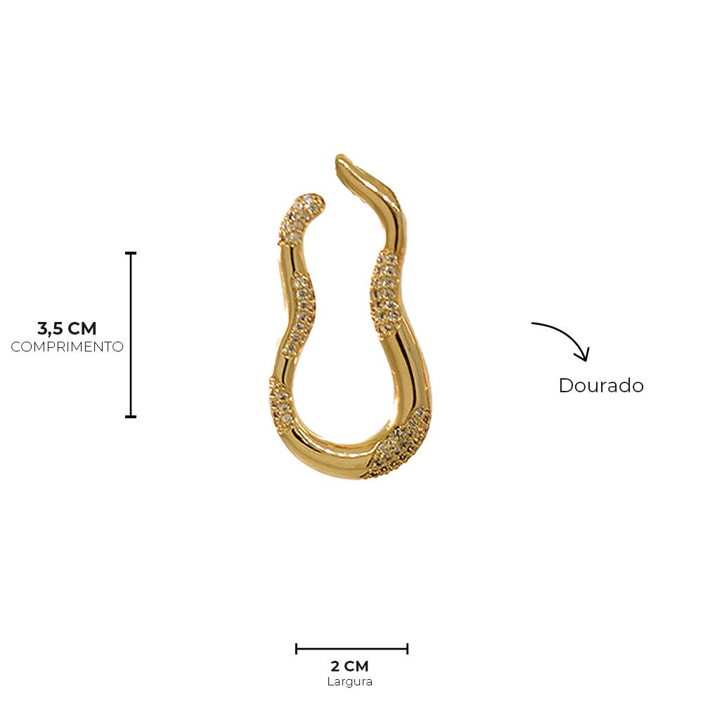 Brinco Organico Duo Banho Ouro 18K Banho Rodio Feminino Dourado 8