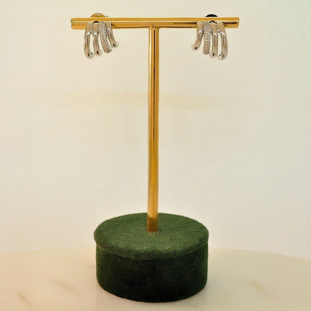 Brinco Semijoia Quatro Vias Liso e Cravejado Pri Acessorios Feminino Prata 4