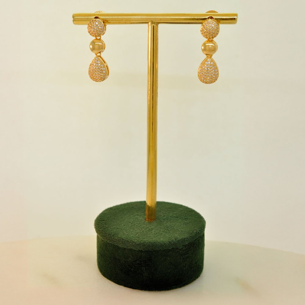 Brinco Semijoia Gota e Redondo Cravejado Pri Acessorios Feminino Dourado 6