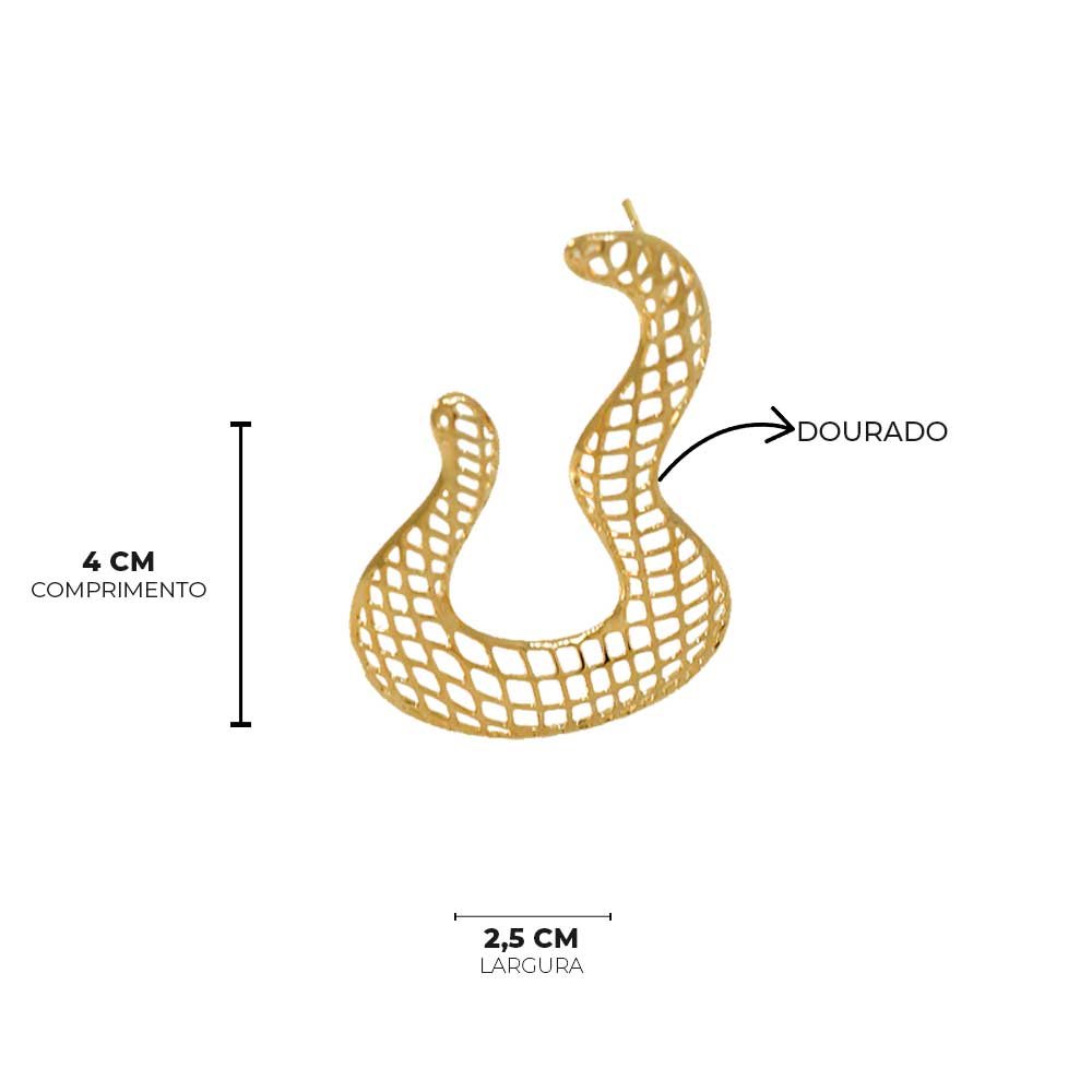 Brinco Organico Vazado Banho Ouro 18K Feminino Dourado 7
