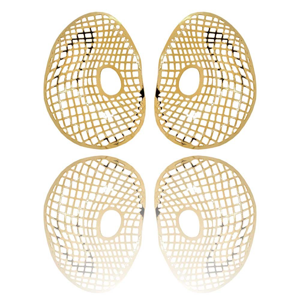 Brinco Organico Vazado Banho Ouro 18K Feminino Dourado 6