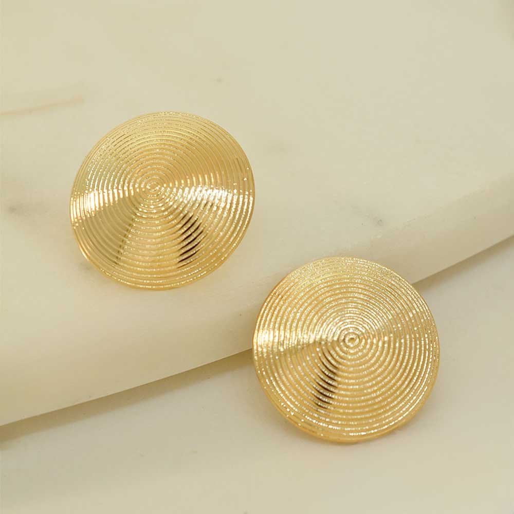 Brinco Disco Dourado Banho Ouro 18K Feminino Dourado 2