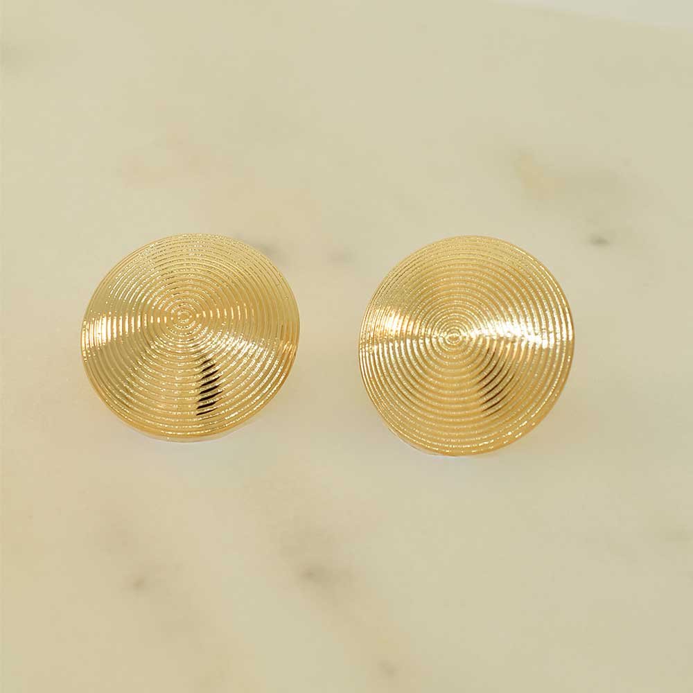 Brinco Disco Dourado Banho Ouro 18K Feminino Dourado 4