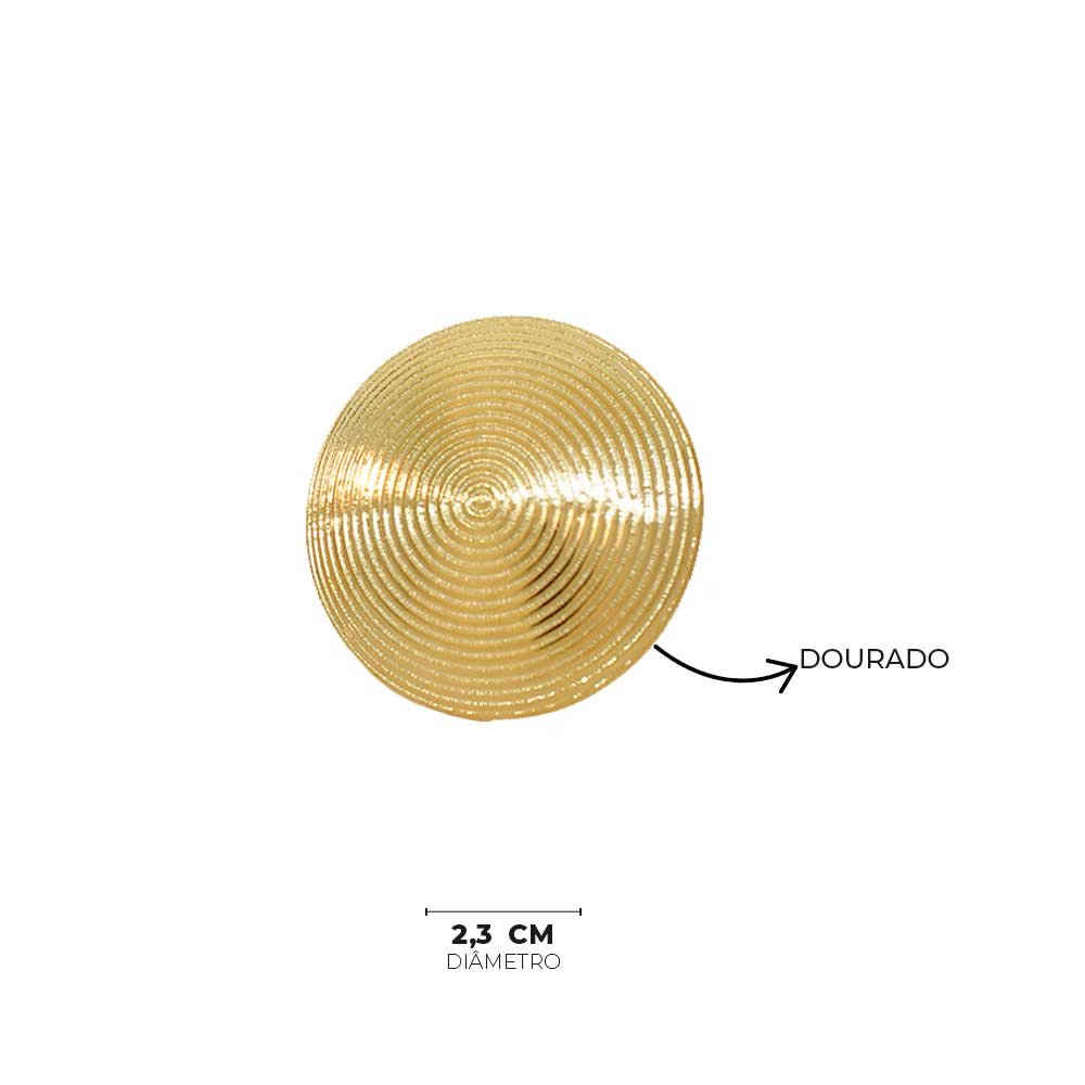 Brinco Disco Dourado Banho Ouro 18K Feminino Dourado 7