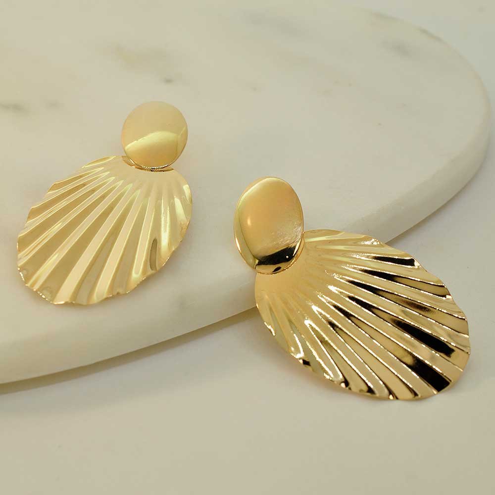 Brinco Oval Organico Banho Ouro 18K Feminino