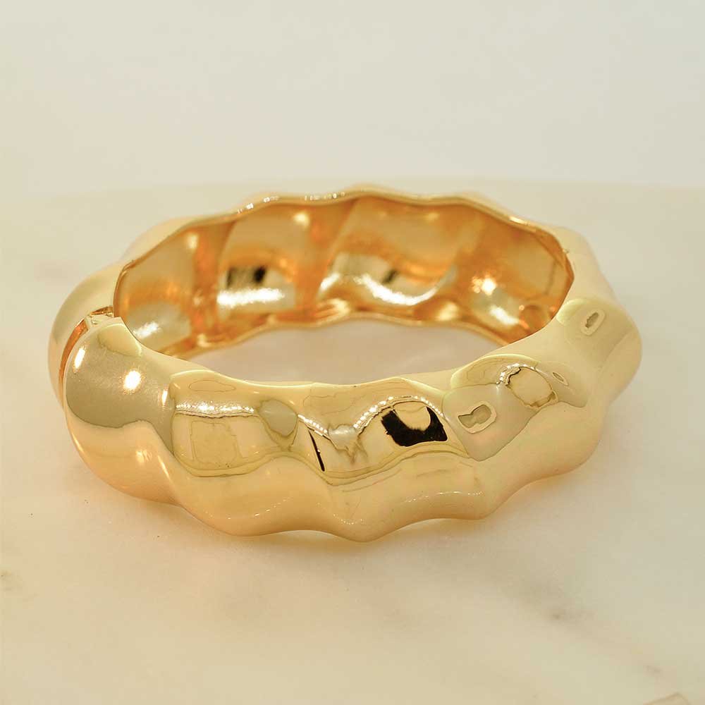 Bracelete Ondulado Liso Dourado Prateado Feminino Dourado 4
