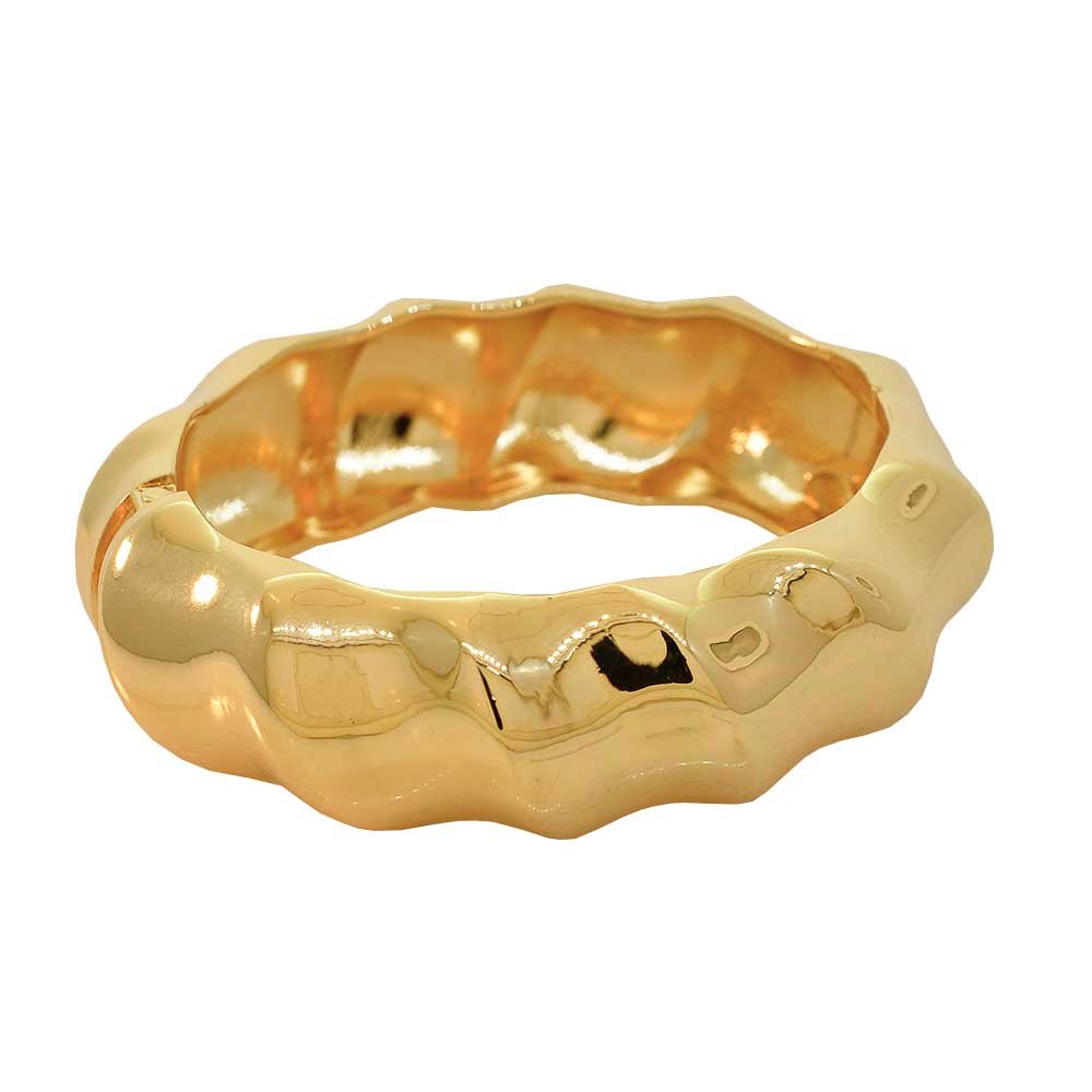 Bracelete Ondulado Liso Dourado Prateado Feminino Dourado 6