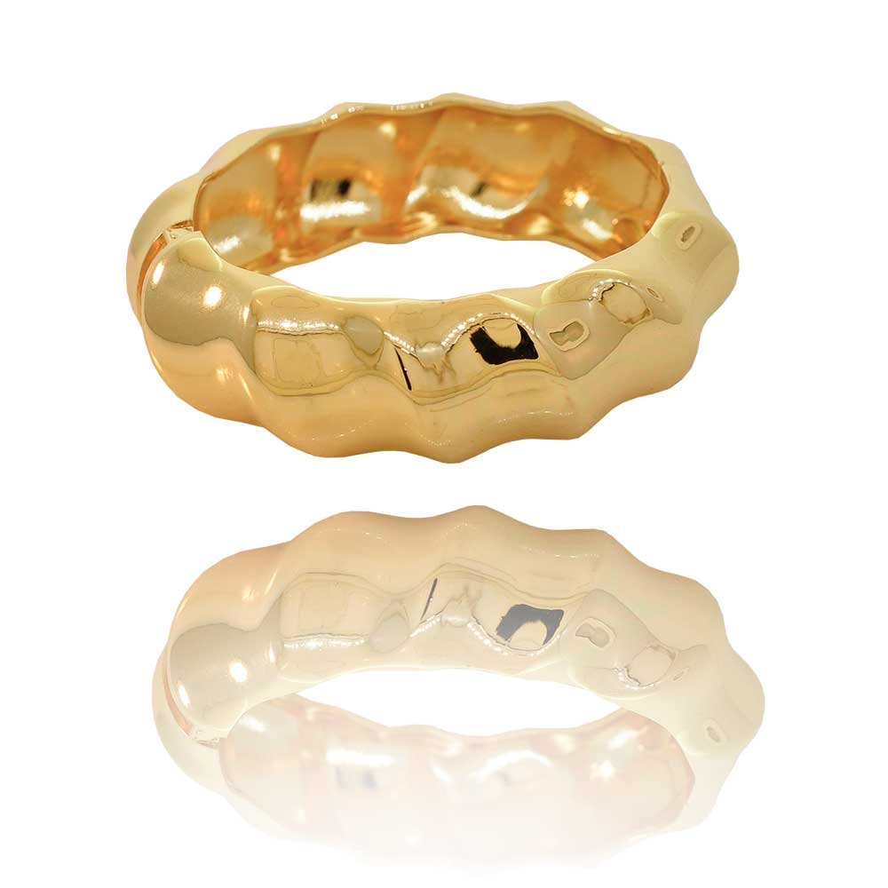 Bracelete Ondulado Liso Dourado Prateado Feminino Dourado 7