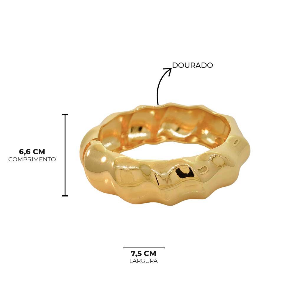 Bracelete Ondulado Liso Dourado Prateado Feminino Dourado 8