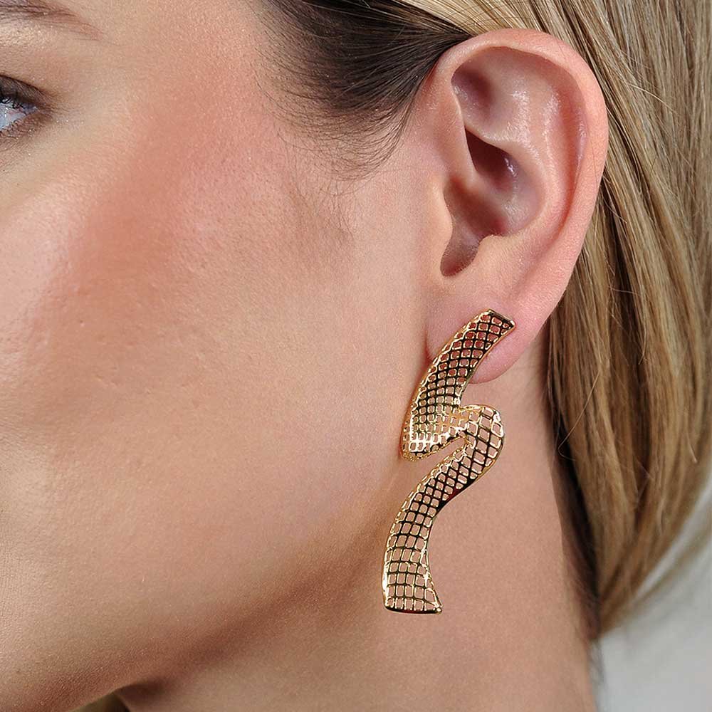 Brinco Raio Banho Ouro 18K Feminino