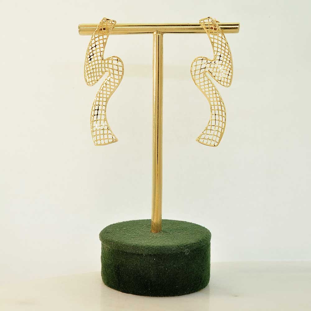 Brinco Raio Banho Ouro 18K Feminino Dourado 5