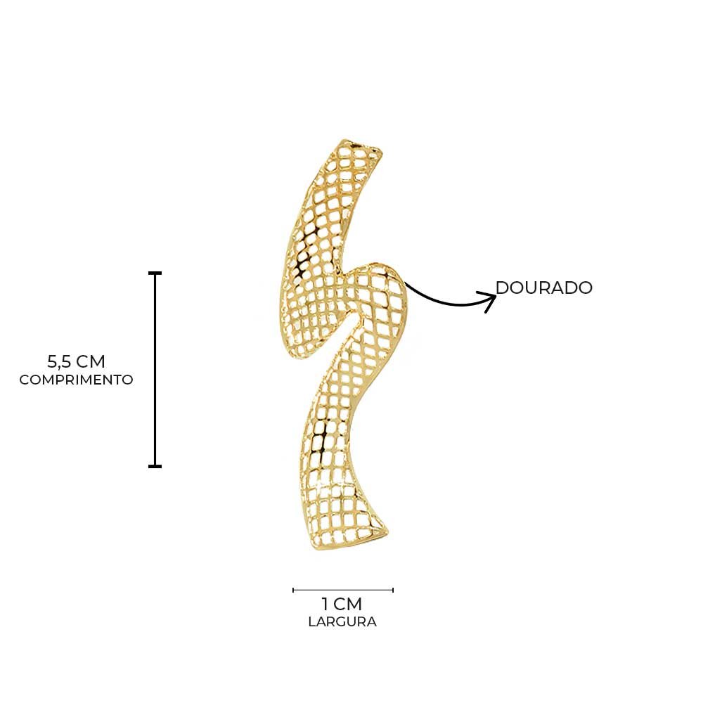 Brinco Raio Banho Ouro 18K Feminino Dourado 8