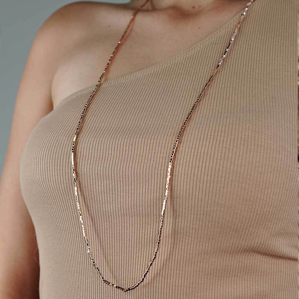 Colar Canutilho Longo Rose Feminino Rosa 3