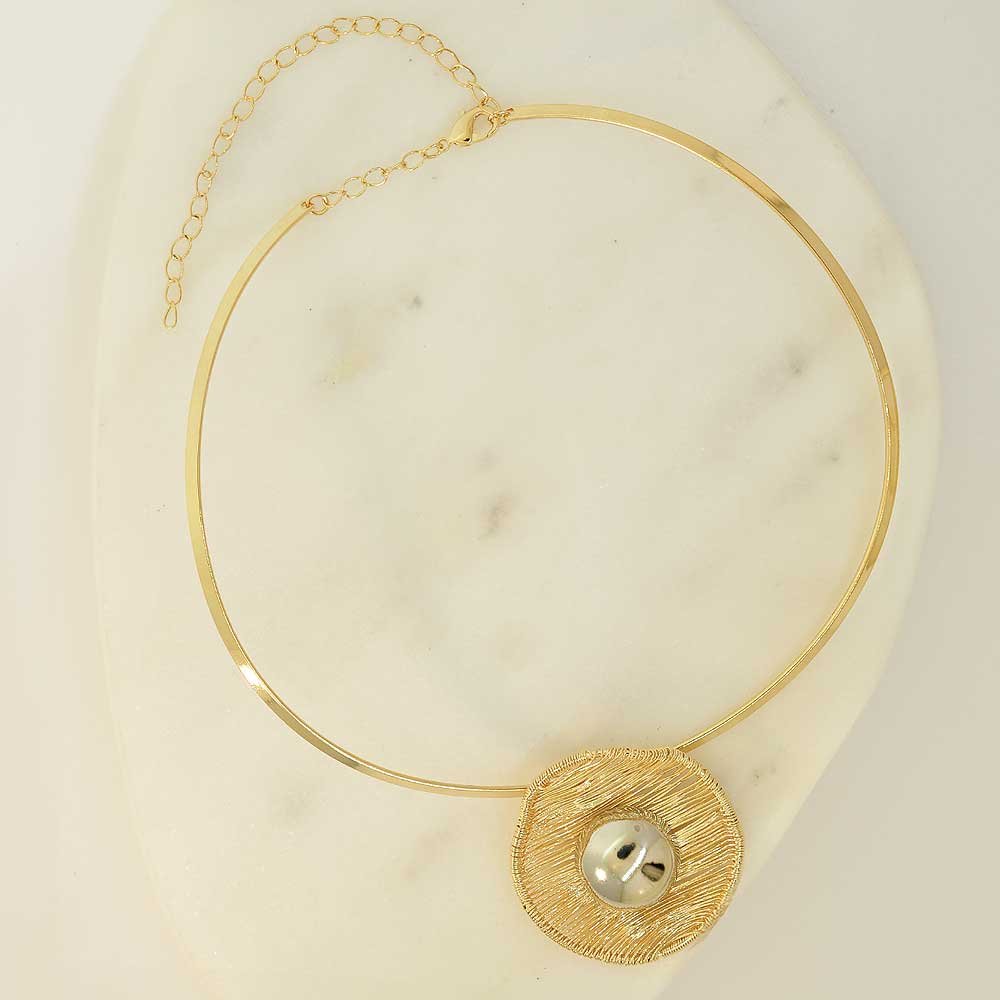 Colar Choker Dunas Aro Geometrico Aramado Duo Feminino Dourado 2