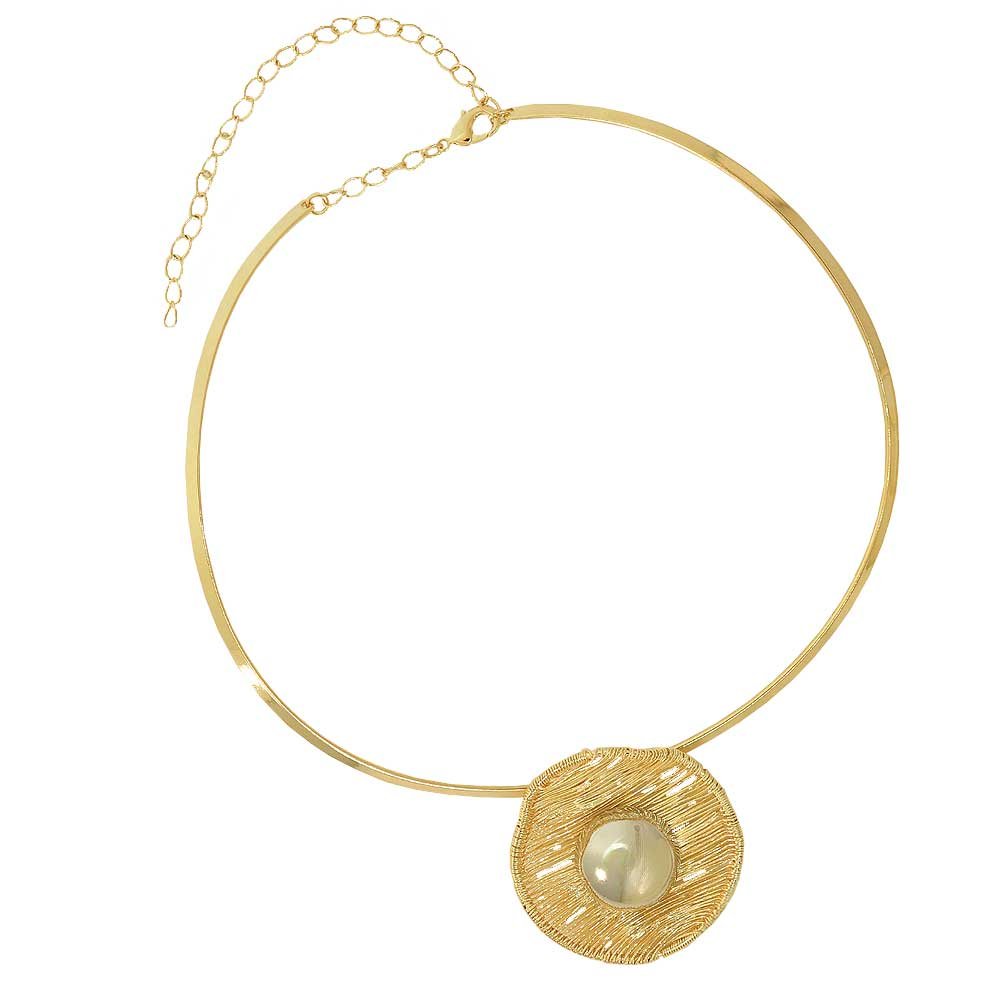 Colar Choker Dunas Aro Geometrico Aramado Duo Feminino Dourado 3