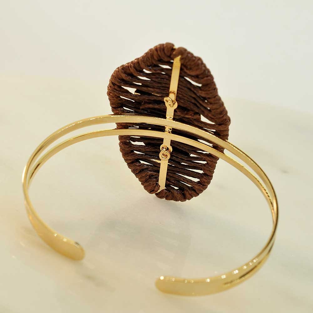 Bracelete Dunas Organico Medio Banho Ouro 18K Feminino Marrom 2