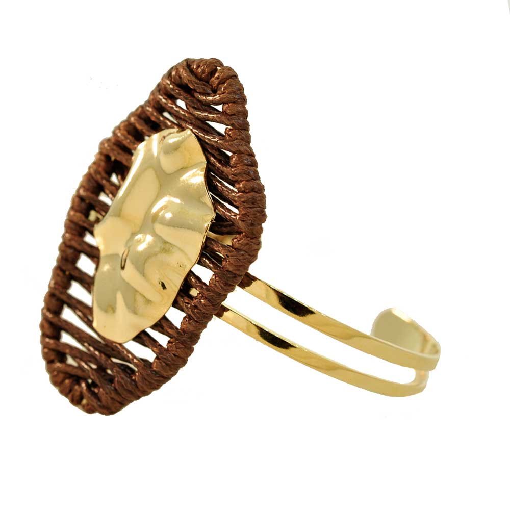 Bracelete Dunas Organico Medio Banho Ouro 18K Feminino Marrom 3