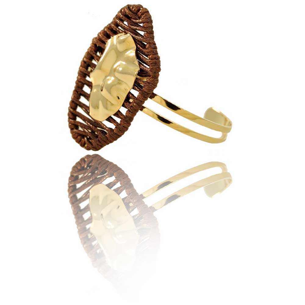 Bracelete Dunas Organico Medio Banho Ouro 18K Feminino Marrom 4