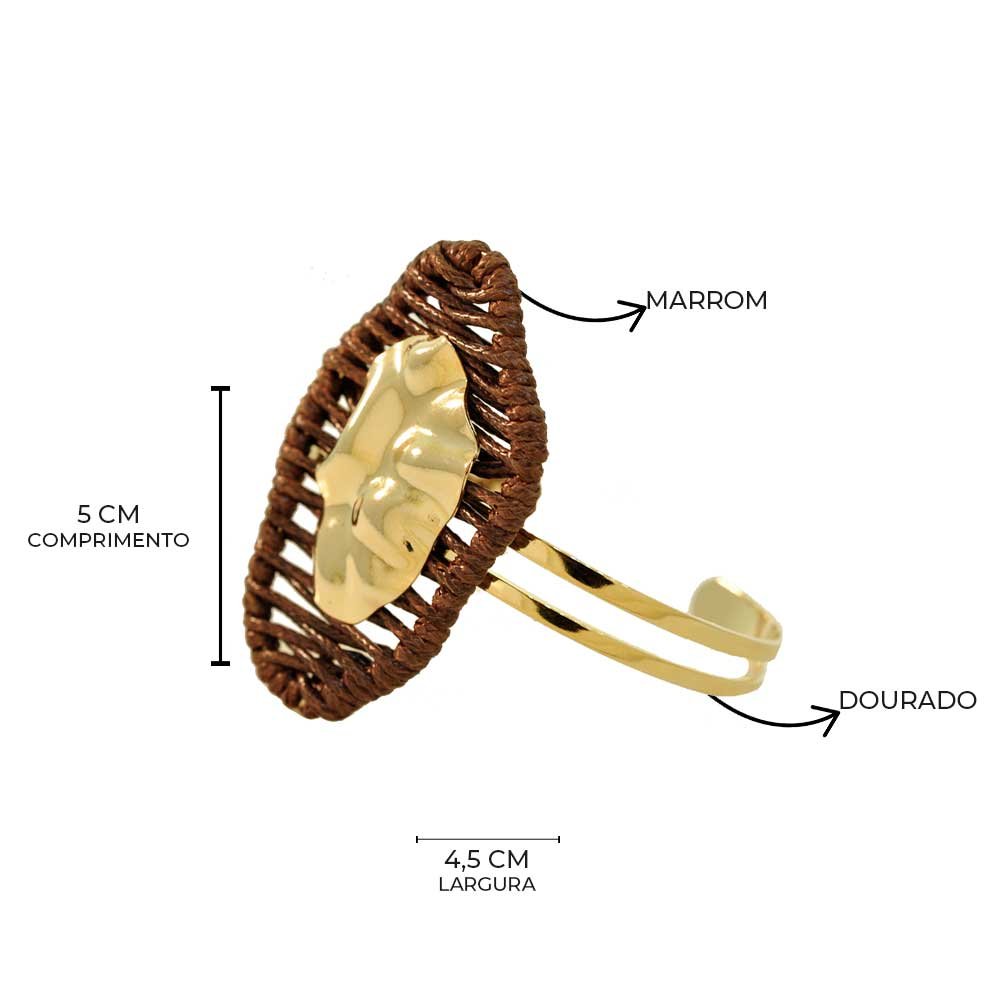 Bracelete Dunas Organico Medio Banho Ouro 18K Feminino Marrom 5