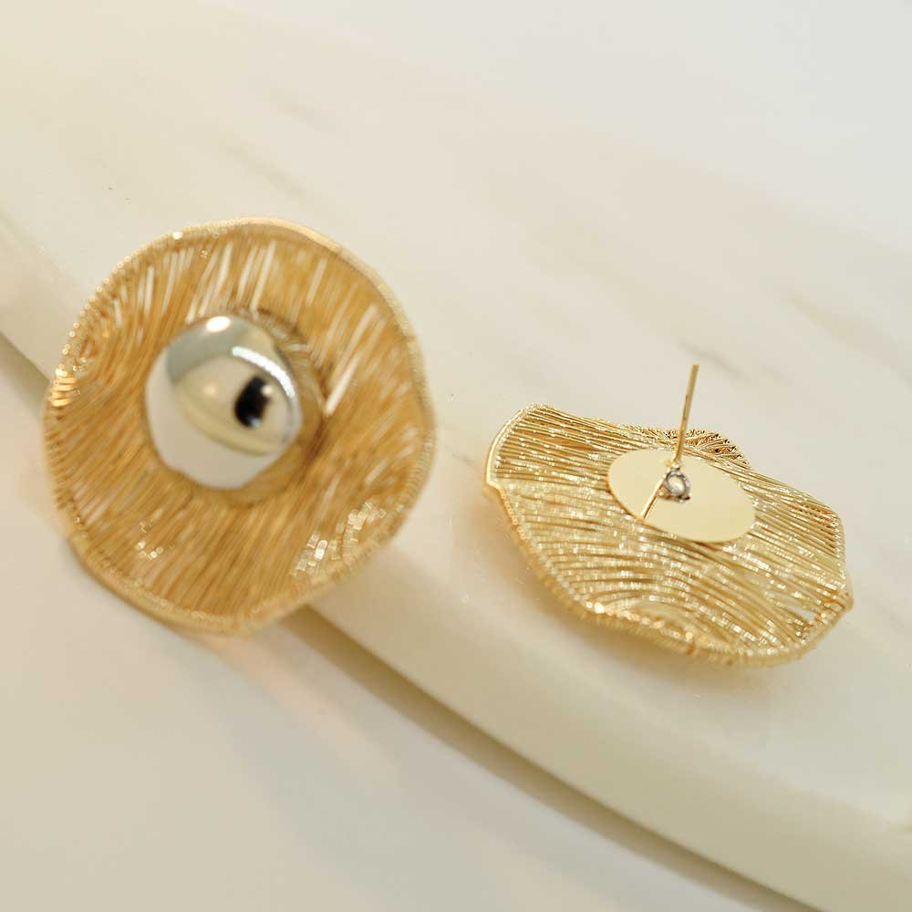 Brinco Dunas Geometrico Aramado Duo Feminino Dourado 2