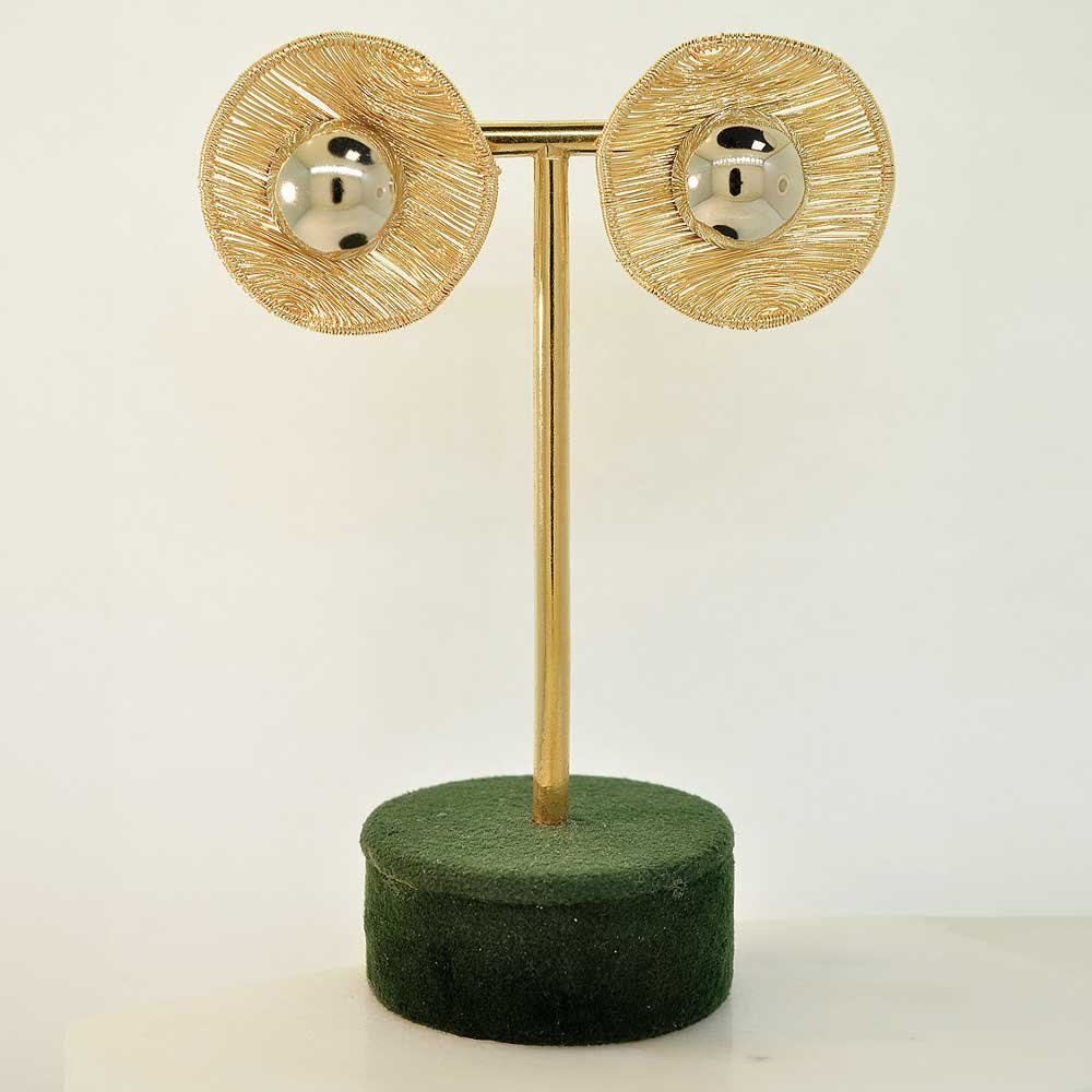 Brinco Dunas Geometrico Aramado Duo Feminino Dourado 3