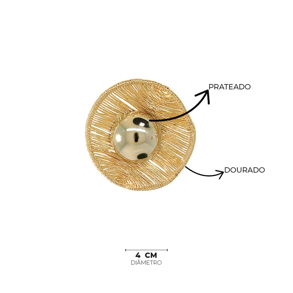 Brinco Dunas Geometrico Aramado Duo Feminino Dourado 6