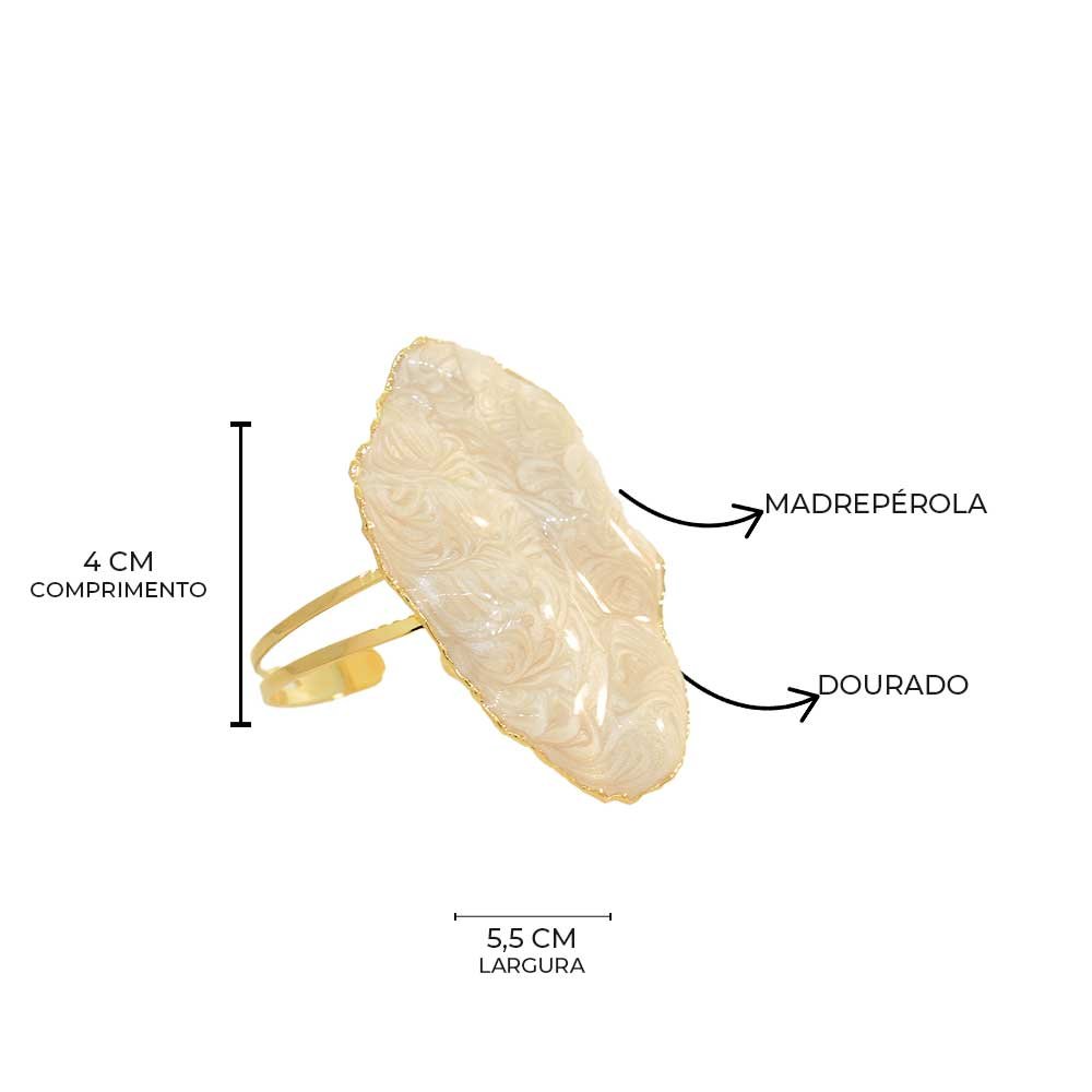 Bracelete Organico Madreperola Banho Ouro 18K Feminino Dourado 5