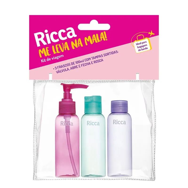 Conjunto com 3 Frascos de Viagem - Ricca ÚNICO 3