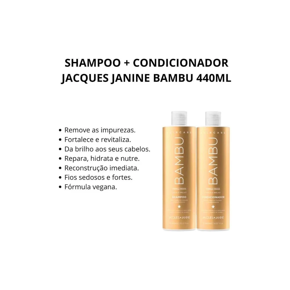  Shampoo + Condicionador Hair Care Bamboo 440ML - Jacques Janine ÚNICO 3
