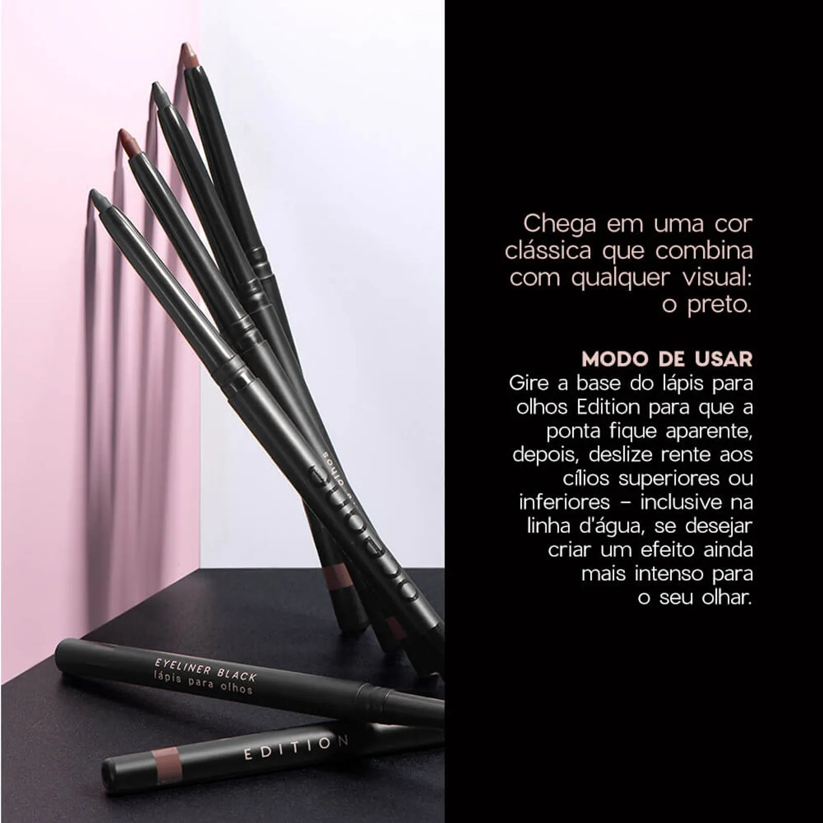 Lapis de Olhos Retratil Preto - Eyeliner Black - Oceane Preto 5