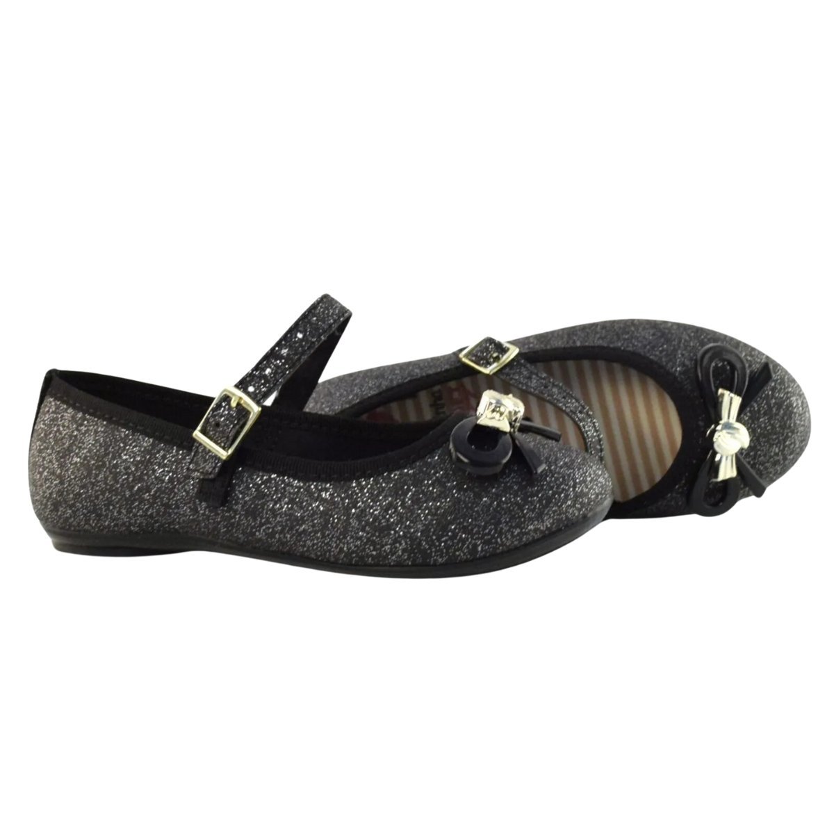 SAPATILHA MOLEKINHA MENINA GLITTER 2502.394 Preto 2