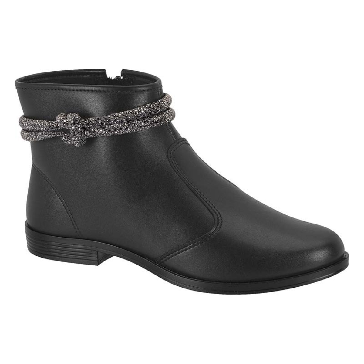 BOTA MOLECA CANO BAIXO STRASS Preto