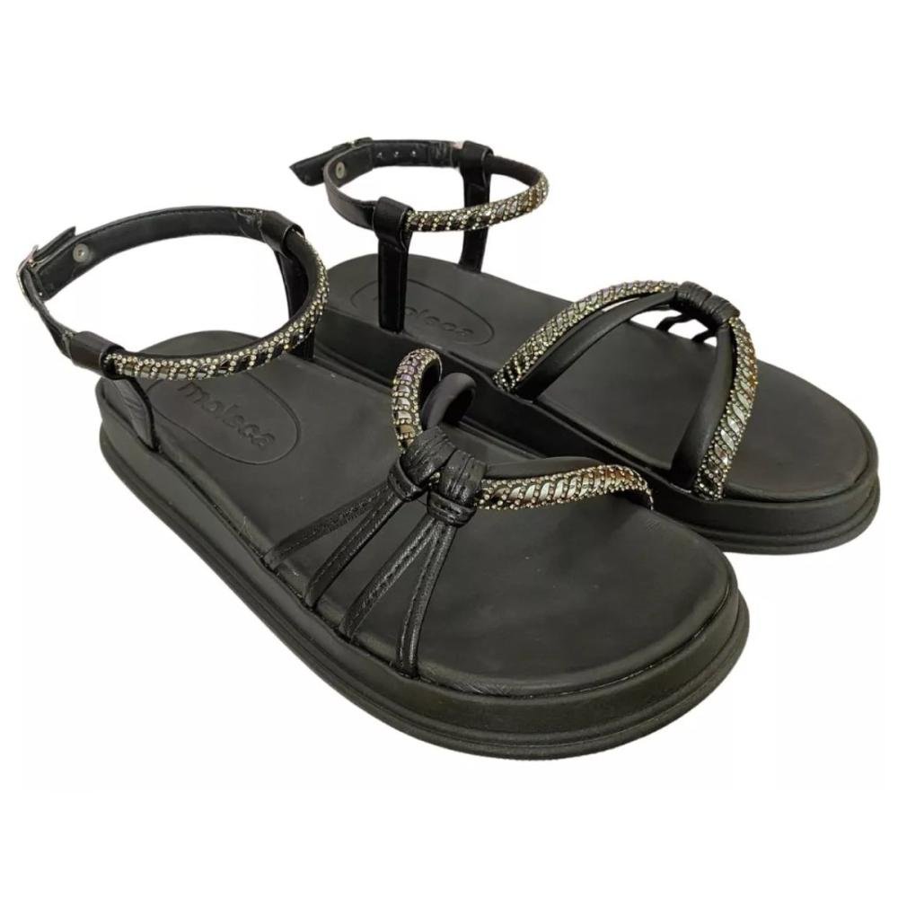 SANDÁLIA PAPETE MOLECA STRASS 5509.103 Preto 5