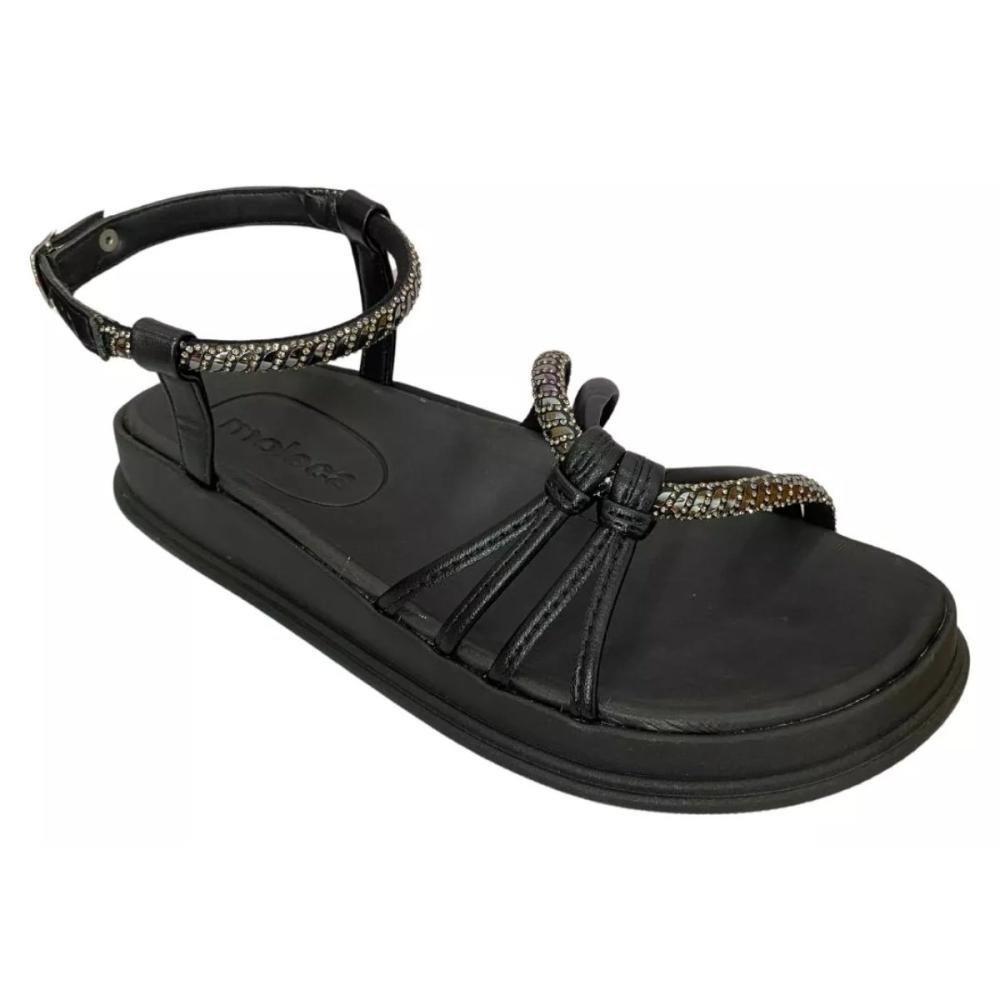 SANDÁLIA PAPETE MOLECA STRASS 5509.103 Preto 6