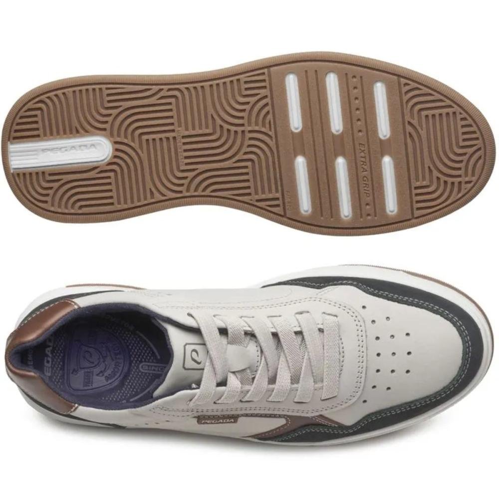 TÊNIS CASUAL PEGADA MASCULINO EM COURO 111704 Branco 4