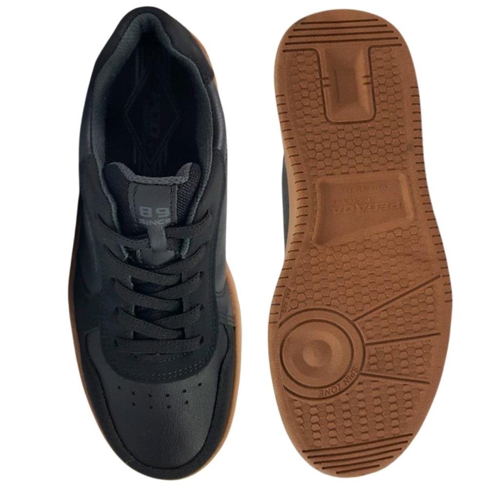 TÊNIS CASUAL PEGADA MASCULINO EM MICROFIBRA 171901 Preto/Bege 2