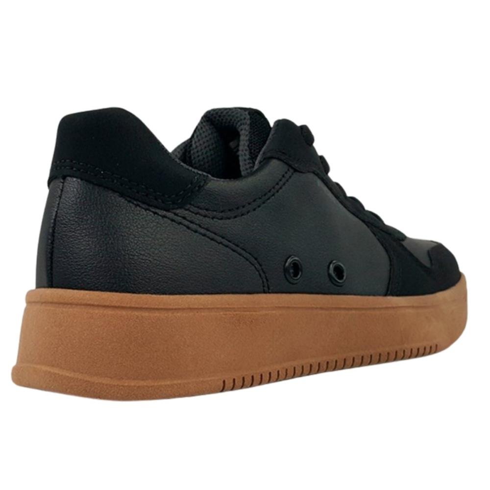 TÊNIS CASUAL PEGADA MASCULINO EM MICROFIBRA 171901 Preto/Bege 4