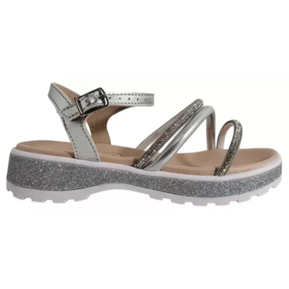 SANDÁLIA MOLEKINHA MENINA FLATFORM 2361.205 Prata/Branco 2