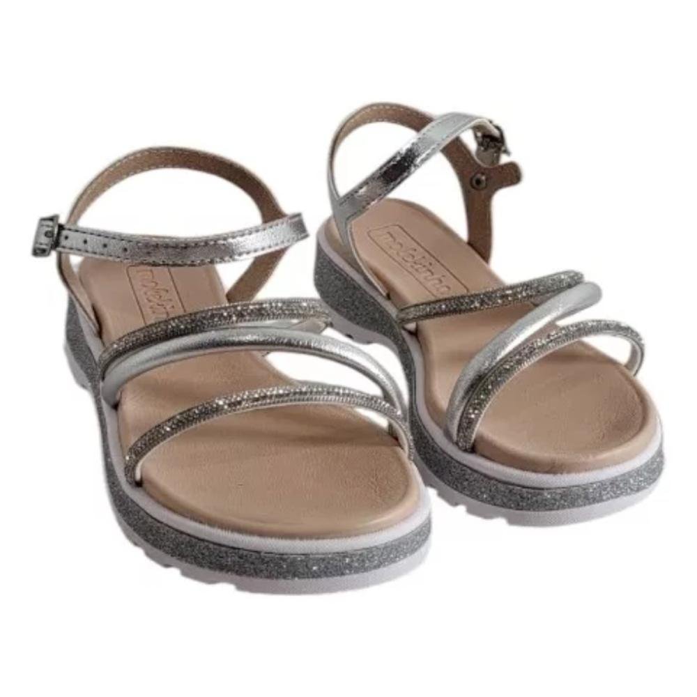 SANDÁLIA MOLEKINHA MENINA FLATFORM 2361.205 Prata/Branco 3