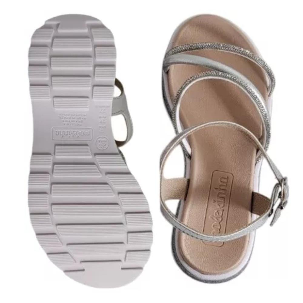 SANDÁLIA MOLEKINHA MENINA FLATFORM 2361.205 Prata/Branco 4