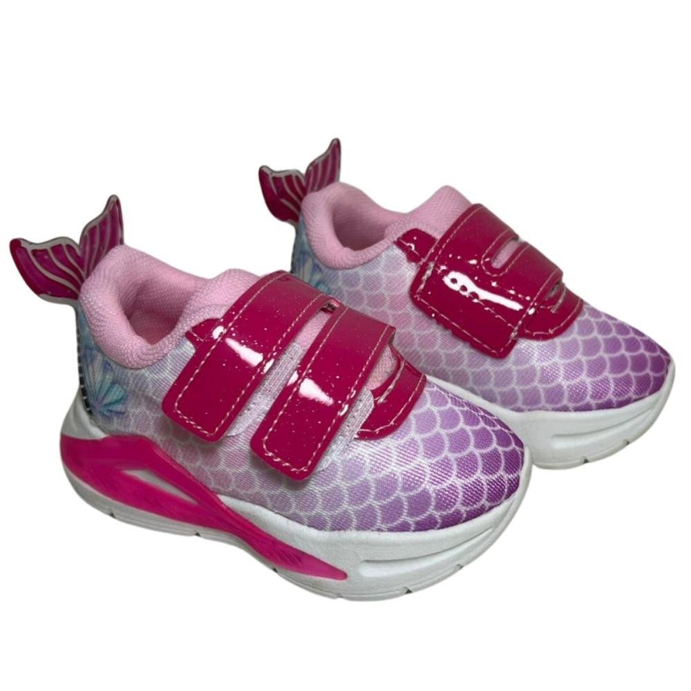 TÊNIS MINI PÉ BEBÊ SEREIA LED 2413 Rosa 2