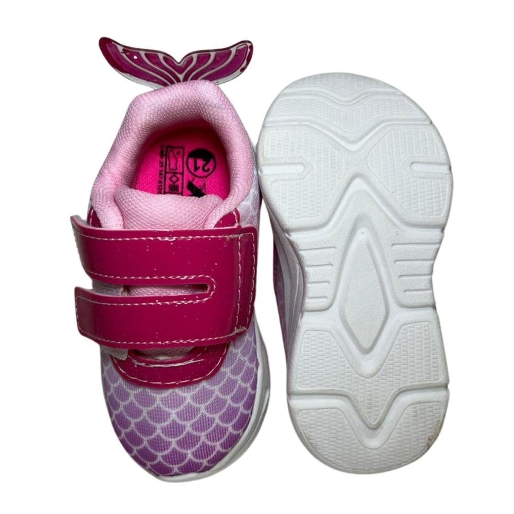 TÊNIS MINI PÉ BEBÊ SEREIA LED 2413 Rosa 4
