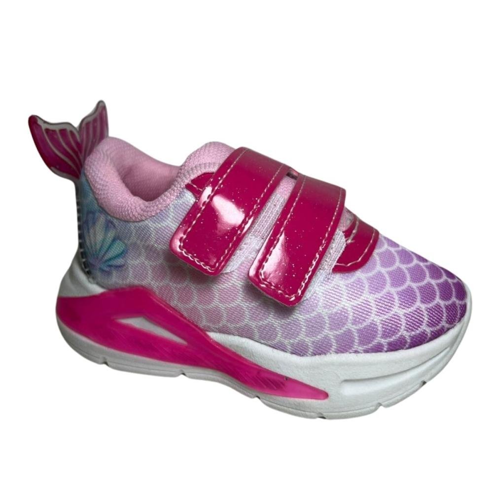TÊNIS MINI PÉ BEBÊ SEREIA LED 2413 Rosa 5