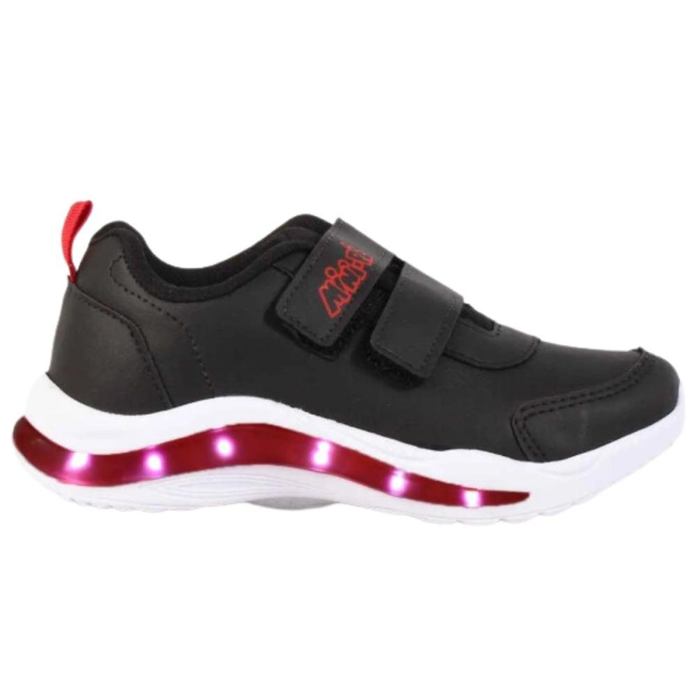 TÊNIS MINI PÉ INFANTIL LED 2337 Preto/Vermelho 1