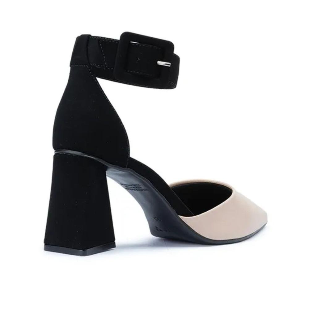 SCARPIN BEBECÊ MAXI FIVELA SALTO ALTO TRIÂNGULO T7019-033 Preto/Bege 3