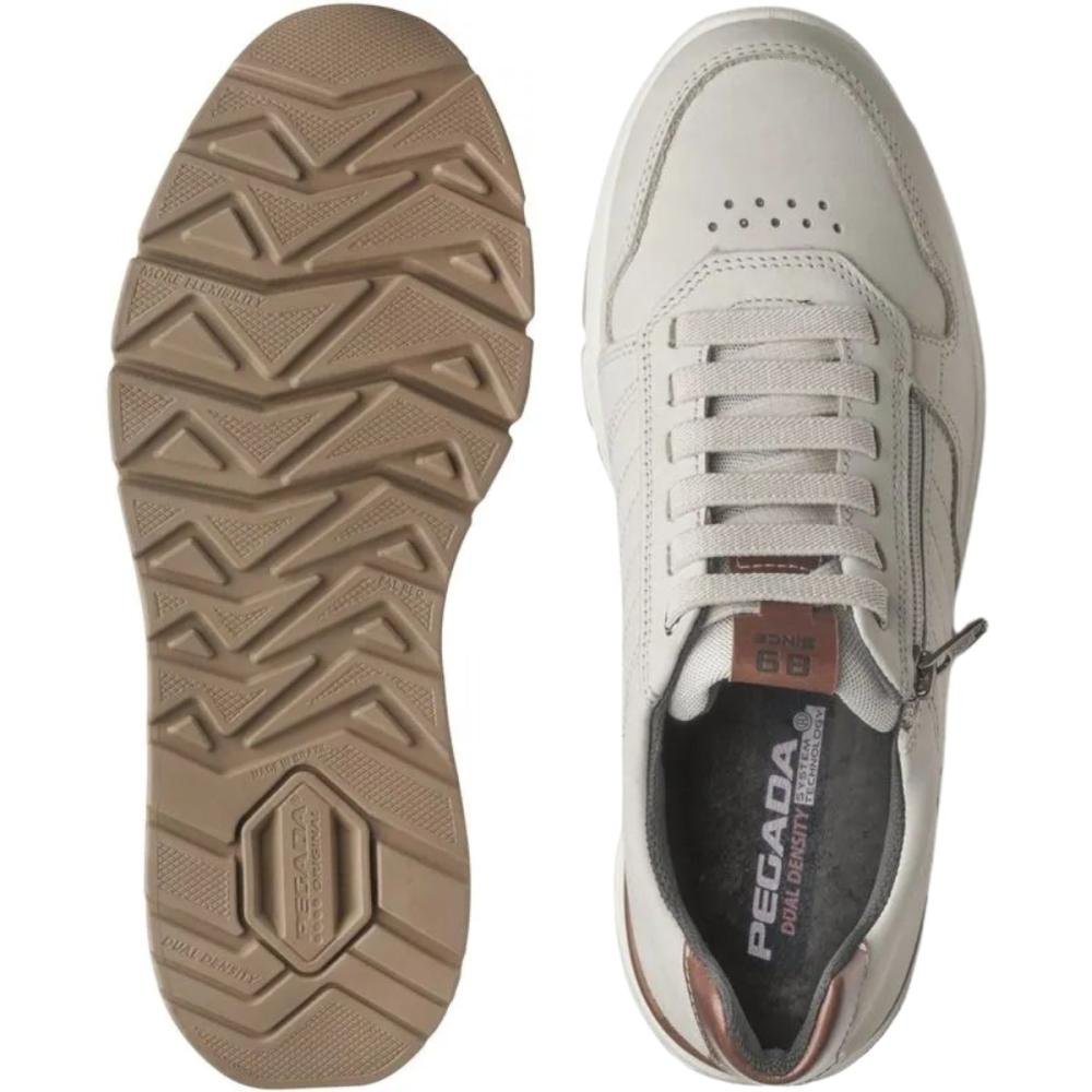 TÊNIS CASUAL PEGADA MASCULINO EM COURO 111603 Branco 3