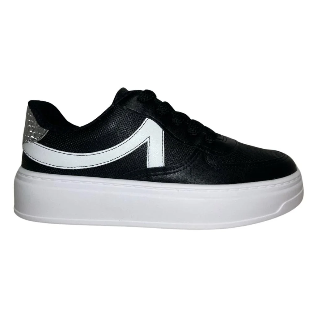 TÊNIS BEIRA RIO CASUAL BRILHO 4305.113 Preto/Branco 2