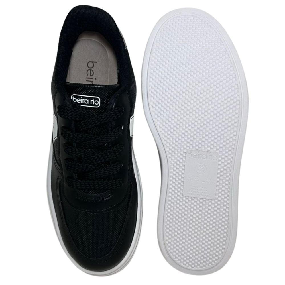 TÊNIS BEIRA RIO CASUAL BRILHO 4305.113 Preto/Branco 4